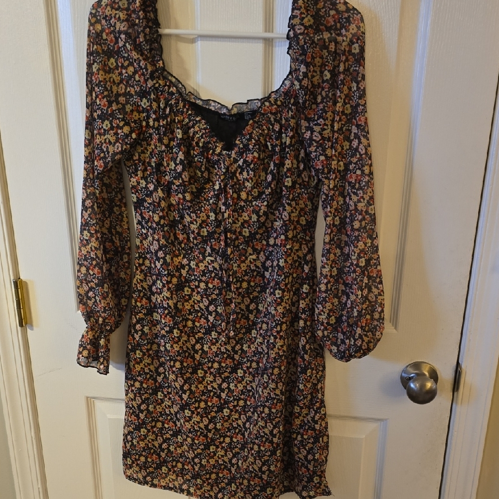 Nasty Gal Multicolor Floral Long Sleeve Dress